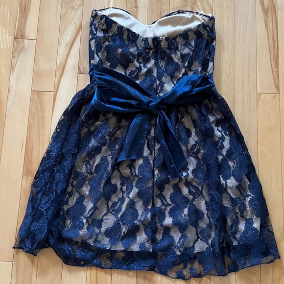 ✨2/$15✨ BNWOT Strapless Navy Sparkle Lace Minidress - Picture 2 of 4